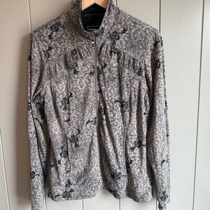 Merrell Opti-Wick Full Zip Light Jacket Sweatshirt Black Brown Grey Womens L